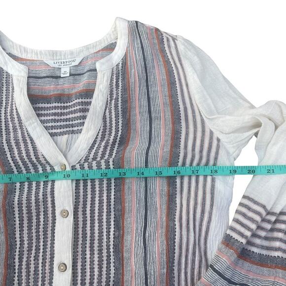 Liverpool Button Front Shirred Blouse In Vintage White - Picture 8 of 16